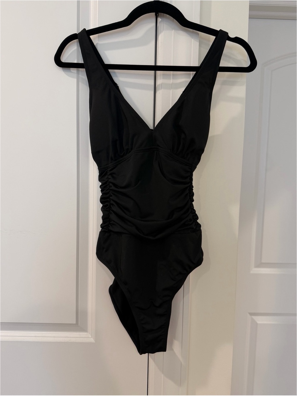 Classic Black One-Piece Swimsuit with V-Neck
